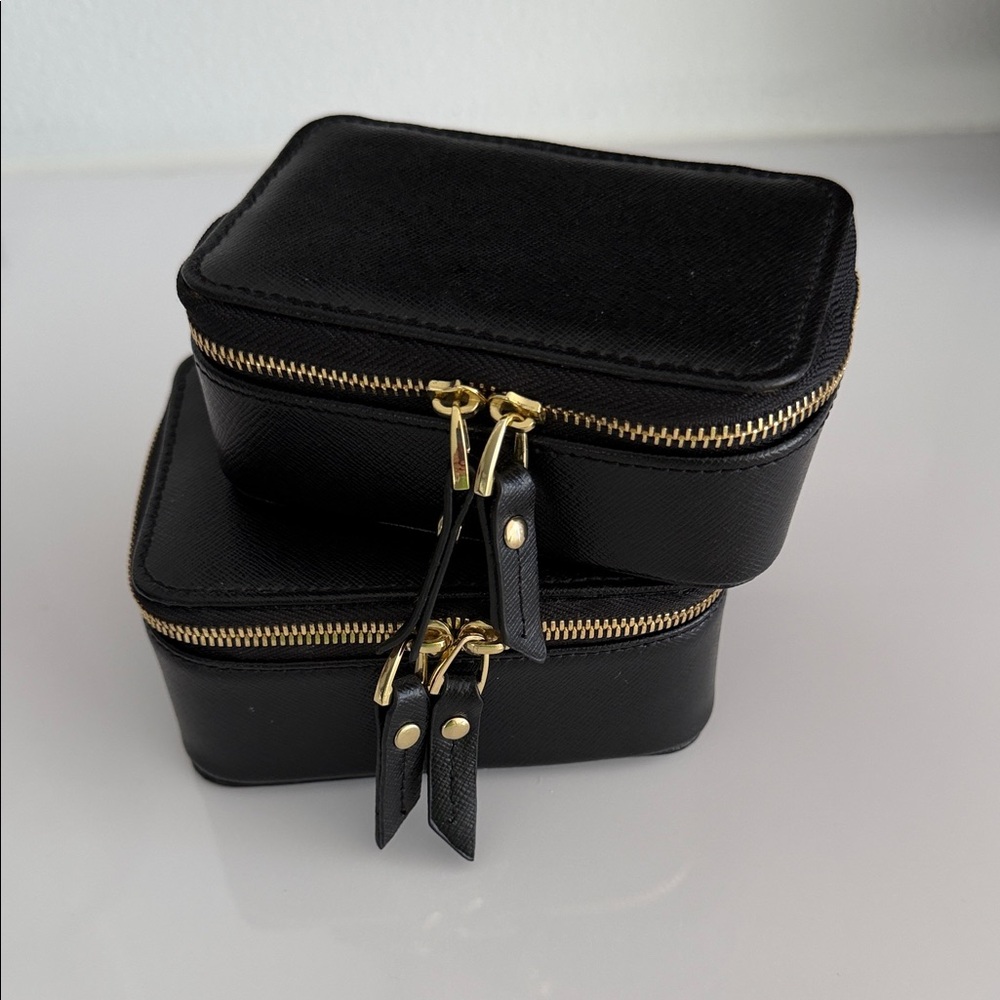 Neiman Marcus Black Leather Jewlery Cases - Set